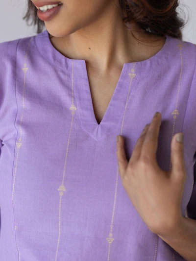 Sunlit Lavender Handloom A-Line Kurta
