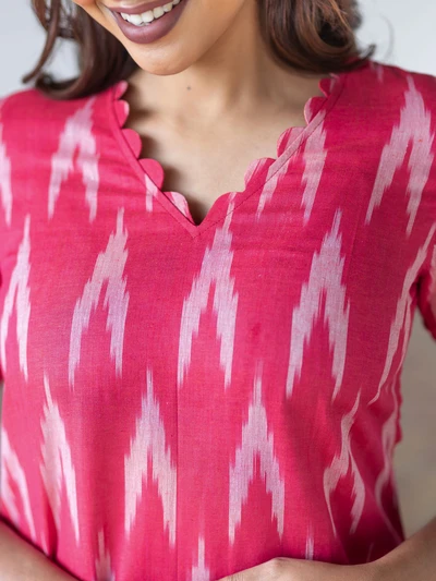 Tomato Red Ikat Co-ord set