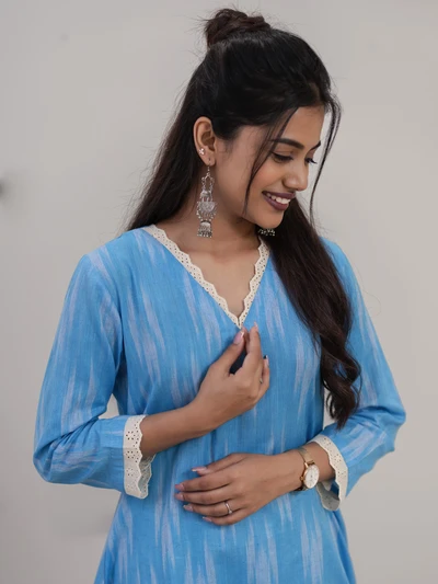 Aqua Berry Ikat A-Line Kurta