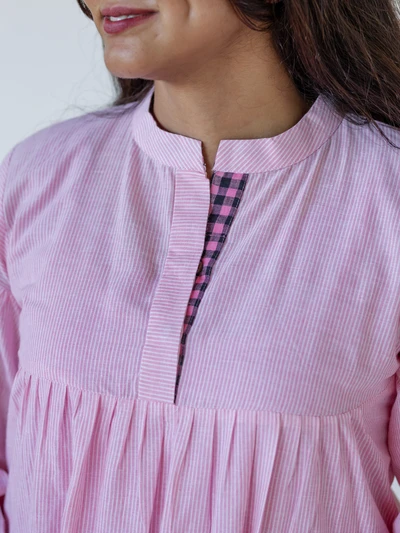 Rose Guava Handloom Kurta Set