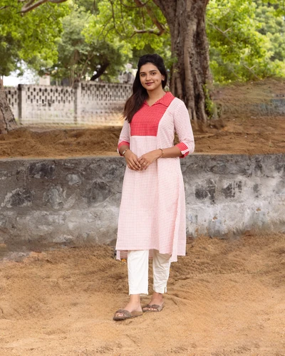 Brick Checks Aline Kurta