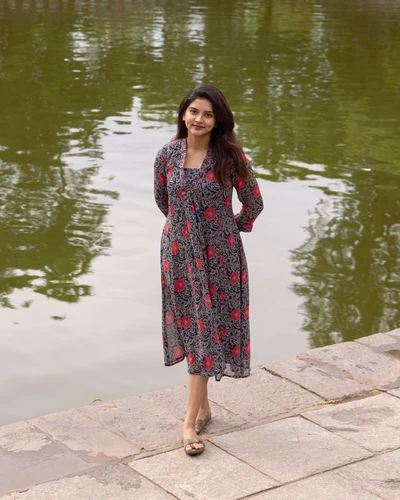 Red Floral Vine Dress