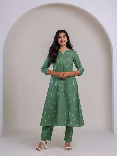 Pista Delight Handloom A-Line Co-ord Set