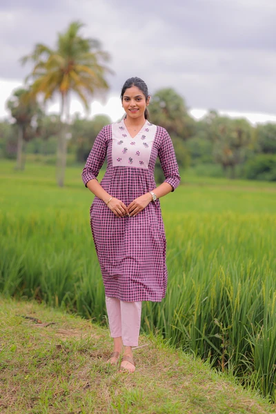 Purple Haze Embroidery A-line Kurta Set