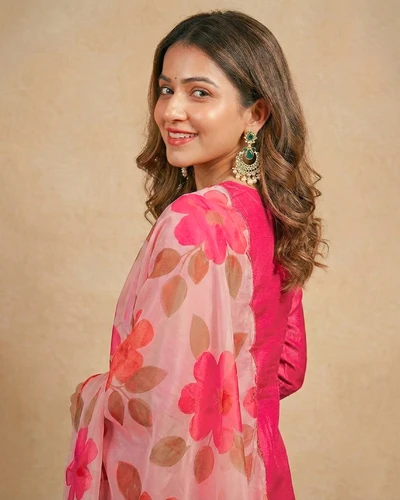 Rose Meadow Embroidered Chanderi A-Line Kurta Set With Dupatta