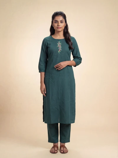 Emerald Vine Embroidered Co-ord Set