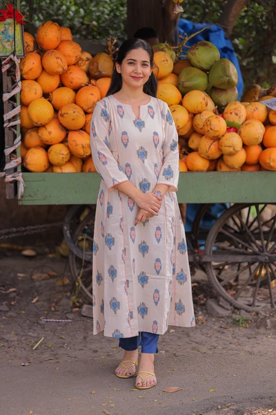 Ivory Bloom A-Line Lace Kurta