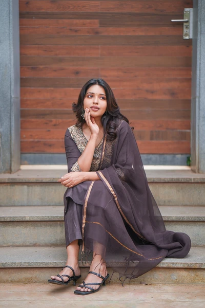 Cocoa Grove Kalamkari A-Line Co-ord Set with Dupatta