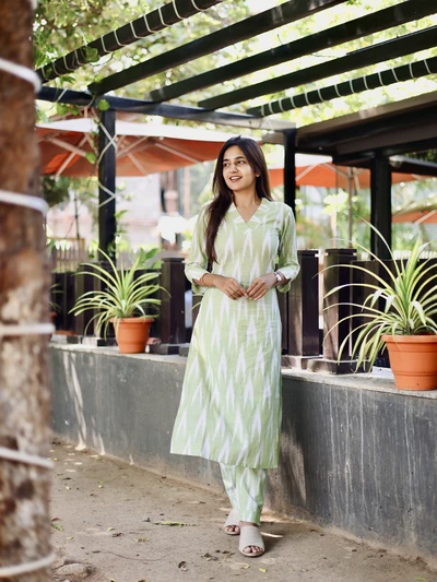 Pale Green Ikkat Co-Ord Set