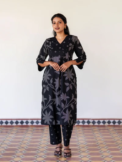 Black Lily Cotton Kurta Set