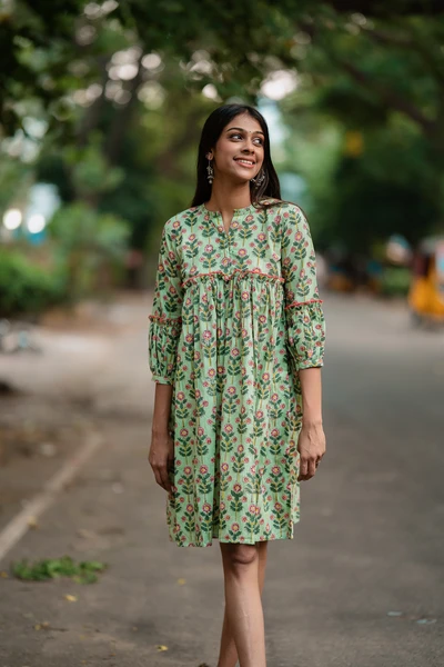 Cool Green Cotton Baggy Dress