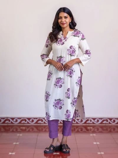 Lavender Rose Cotton Kurta