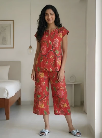 Pomegranate Relaxed Cotton Pyjama Set