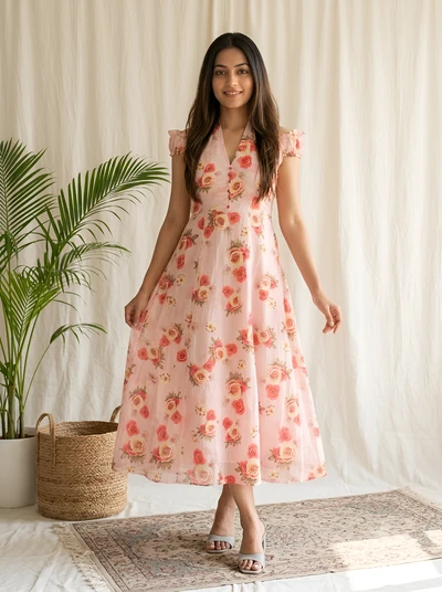 Pink Pearl Mul Cotton Dress