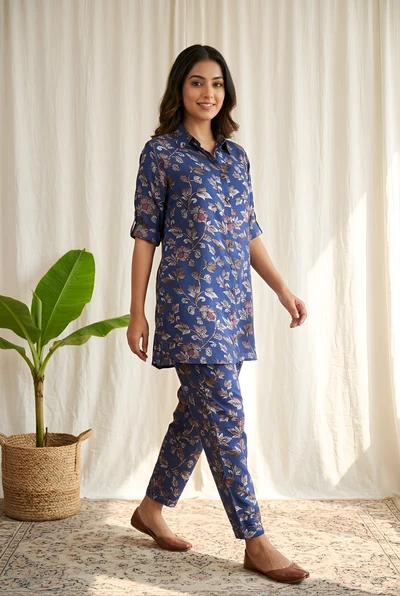 Navy Floral Digital Print Modal Co-ord Set
