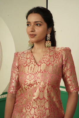 Pink & Gold Brocade Co-Ord Set