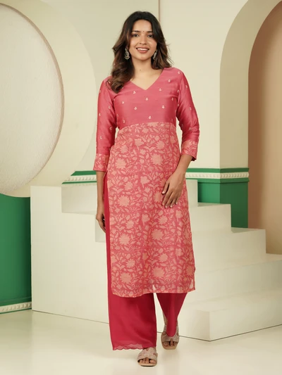 Hand Embroidered & Printed Kurta