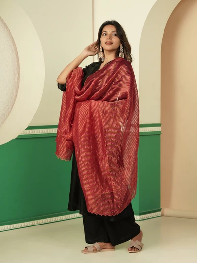 Pink Striped Tissue Duppata