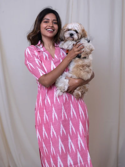 Peachy Hue Ikat Co-ord Set