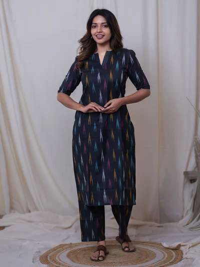 Black Ikkat Co-ord Set
