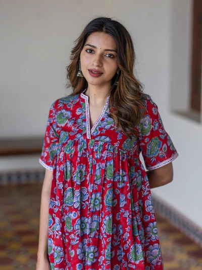 Red Petal Grace Kurta Set