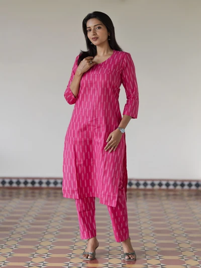 Deep Pink Ikat Co-ord Set