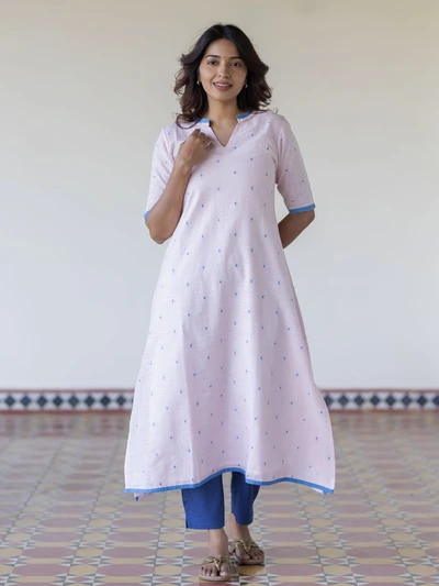 Rose Mist Handloom Kali Kurta